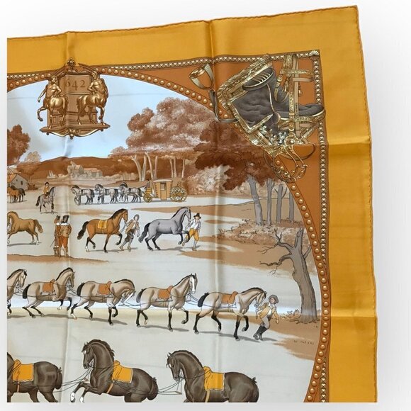 Rare Vintage Hermes silk scarf, “ Présentation de Chevaux “ by Philippe Ledoux - Picture 5 of 12